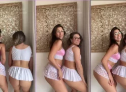 Esa Sissa bailando twerking con una falda corta junto a su atractiva madre