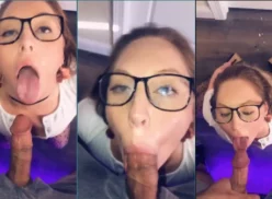 Chica hambrienta recibe corridas en la cara y la boca y sigue follando delicioso oral