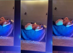 Vídeo casero de mujer acostada boca abajo usando un vibrador en su coño