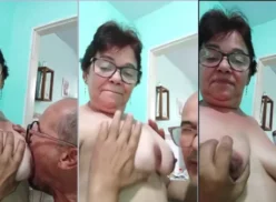 Hombre amateur chupando las tetas de su pareja