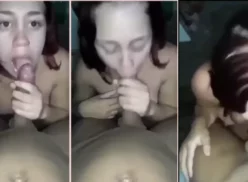 La joven dando un increíble oral a su tío