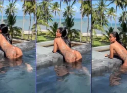 MC Mirella es captada sin ropa en el área de la piscina de un hotel en el Caribe