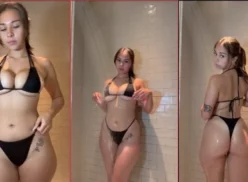 Se divulgó un video de Sophieraiin haciendo striptease en bikini en la ducha