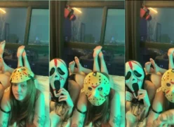 Video amateur de Psylunar besando a una amiga traviesa y enmascarada que forma parte de la comunidad lésbica