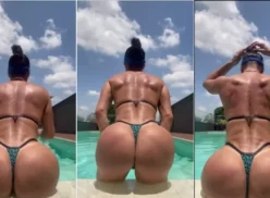 Video casero de Camila Kiss en bikini minimalista y enseñando su culo respingón en la piscina