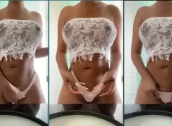 Vídeo casero de la chica mostrando las bragas en su coño mojado