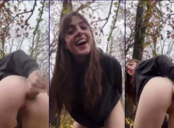 Vídeo casero de la joven haciendo doble penetración con consoladores en medio del bosque